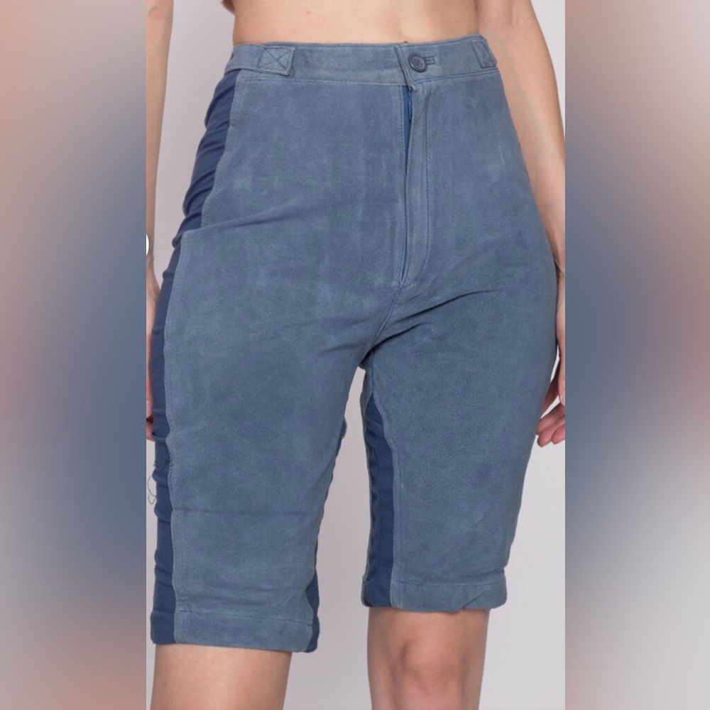 Vintage Blue Suede Biker Shorts Deadstock
